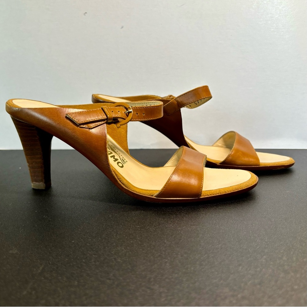 Salvatore Ferragamo vintage heels with strap.